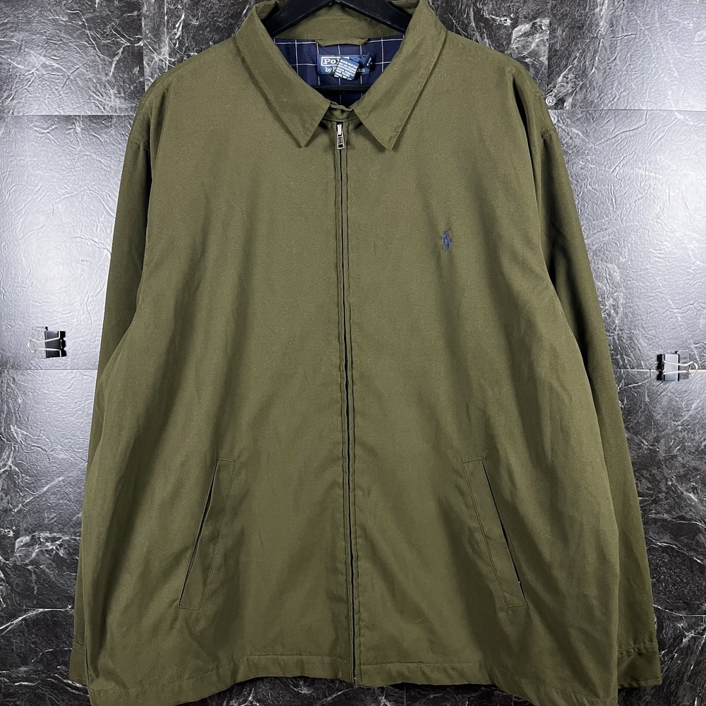 Polo Ralph Lauren Men's Green Vtg Plaid BI Harrington Jacket 2XL